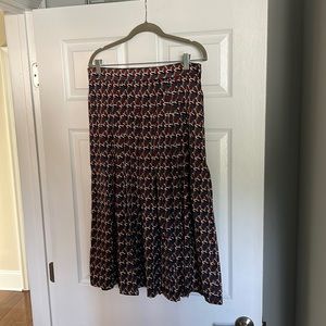 Brown Print Zara midi skirt